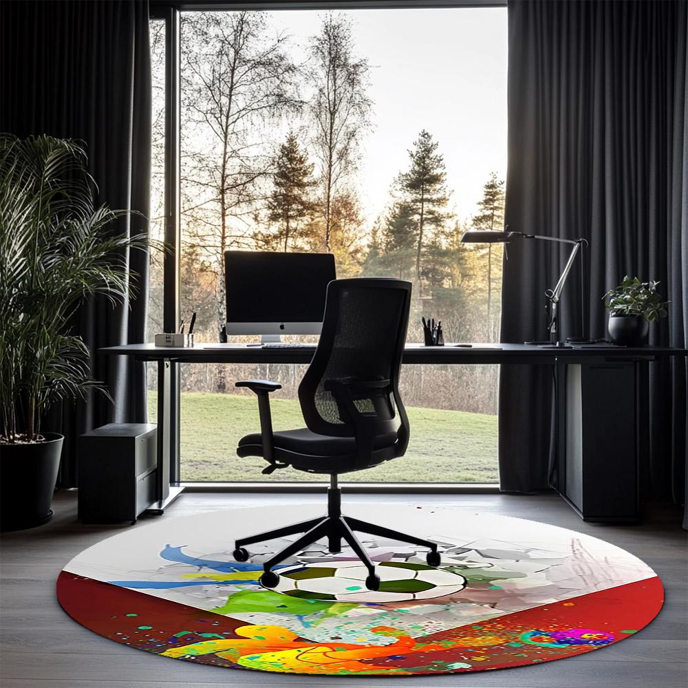 Fußball bedruckter runder Teppich Teppich Stuhlteppich Läufer Eingang Fußmatten, für Bürostuhl Wohnzimmer Schlafzimmer Küche.