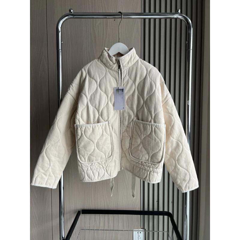 Women's Cotton Jacket New Arrival Vintage Lenzing Rayon High Collar Large Pocket Decorative Quilted Coat for Women