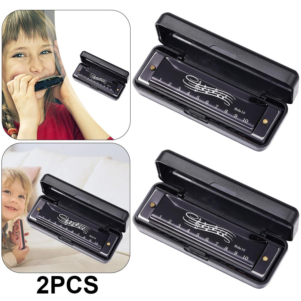 

10 отверстий 20 тонов губная гармошка портативная губная гармошка для взрослых детей подарок (черный)