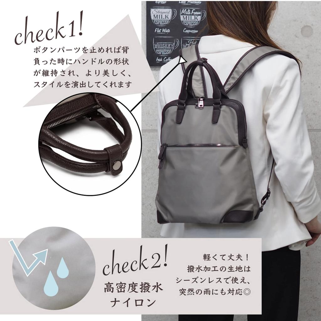 Rucksack Bag Backpack Business Commuting School A4 Waterproof Water Repellent Lightweight Stylish Italy Rucksack PU Leather Nylon 170918 [Gussio Gold]