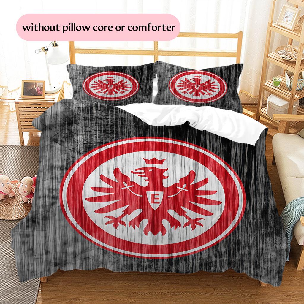 Black‑Red Eintracht Frankfurt Pattern Bedding Quilt Set Home Decoration Gift (1 * duvet cover + 2 * pillowcase without core).xwn