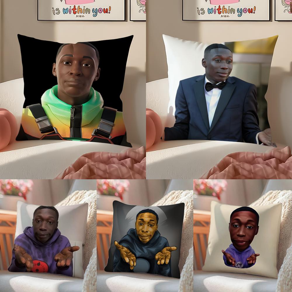 Creative Funny Helpless Expressions K-Khaby Lame Pillow Case Sofa Living Room Bedroom Headboard Backrest Cushion Square Cushion