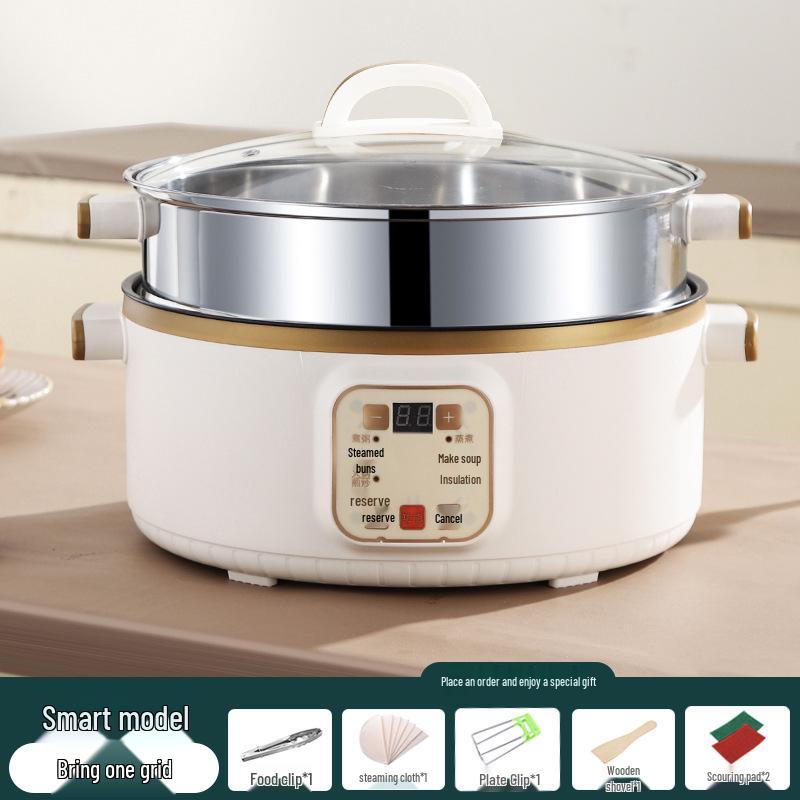 Vaporiera Elettrica a Tre Piani: Multifunzionale, Spegnimento Automatico, Grande Capacità, Timer, Pentola Elettrica Multi-livello, Cestello per Cottura a Vapore
