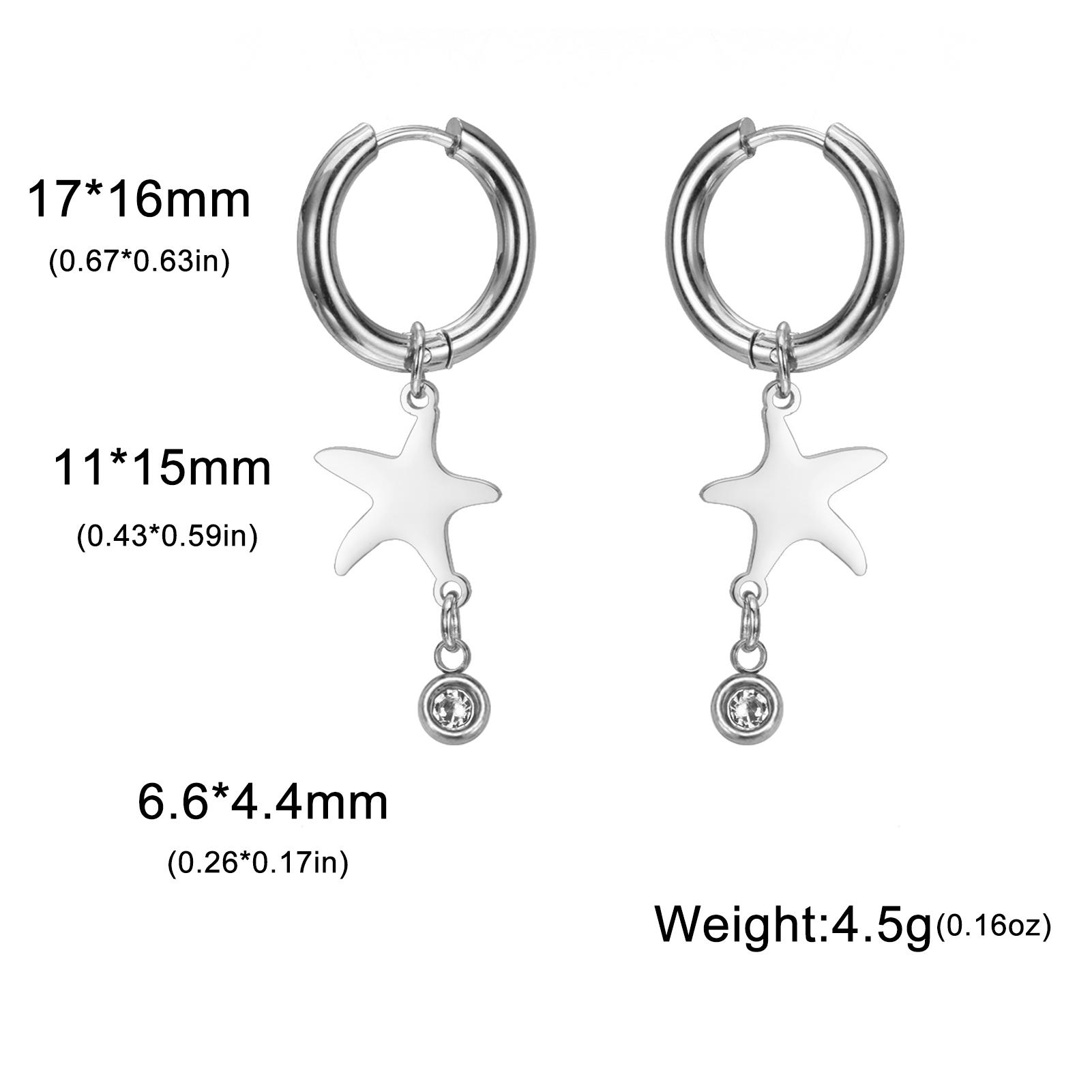 

Teamer Shining CZ Stone Star Dangle Drop Earrings Glod Color Stainless Steel Earrings for Women Hoop Jewelry Engagement Gift