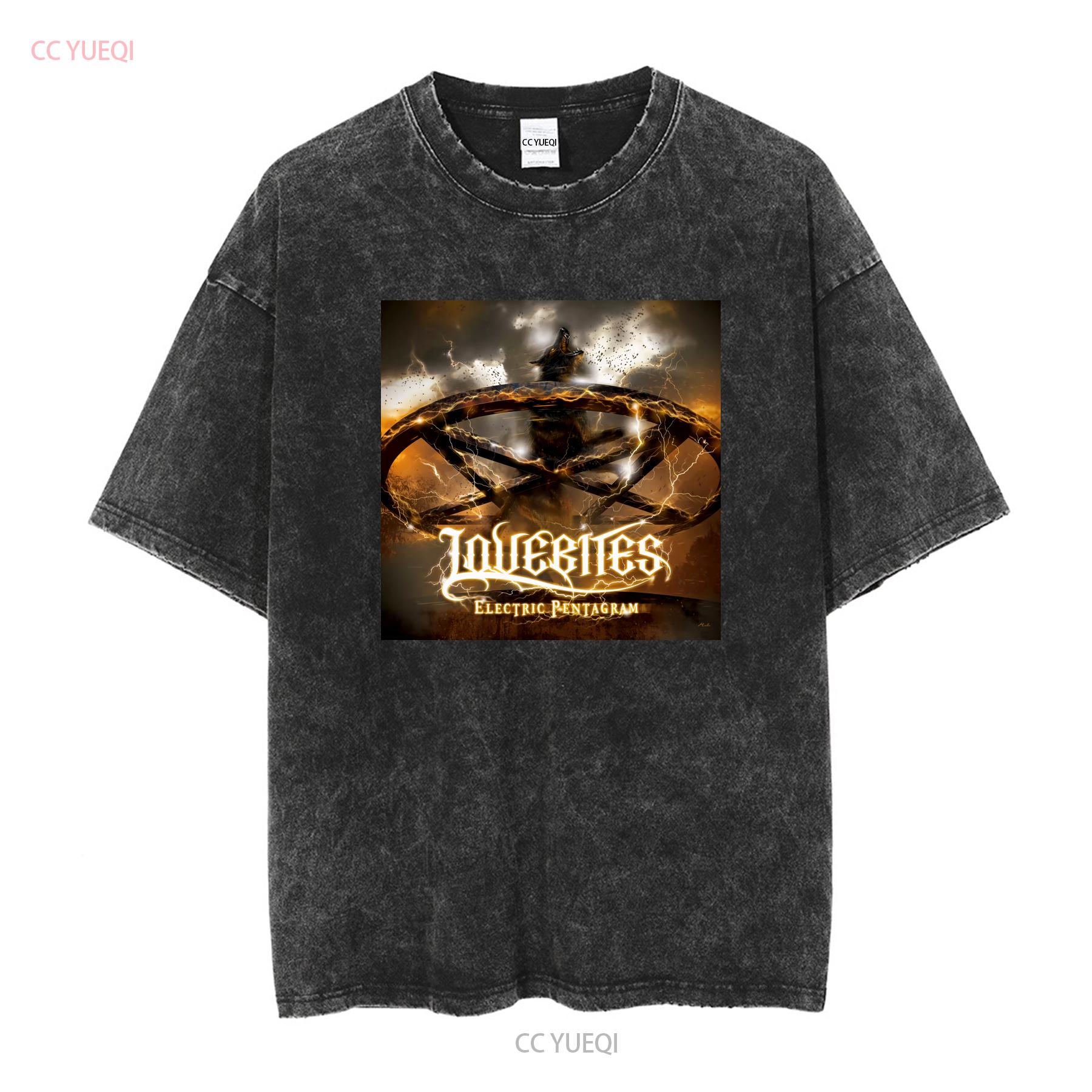 

Soft Cotton T Shirt Japanese Rock Band Lovebites Electric Pentagram vintage Washed fashion streetwear designer clothes homme S