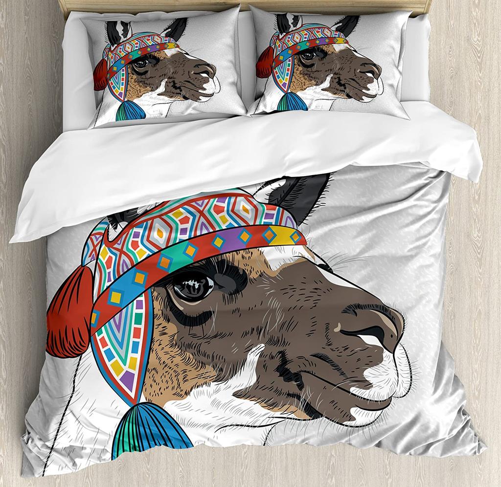 Llama Bedding Set For Bedroom Bed Home Alpacas In Love In the Mountains Fauna Valentine's Duvet Cover Quilt Cover And Pillowcase