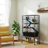 5 Levels Rolling Small Animal Cage with Non Slip Ramps, Slide Out 16cm Deep Tray, 88 X 48 X 150.5cm, Dark Grey