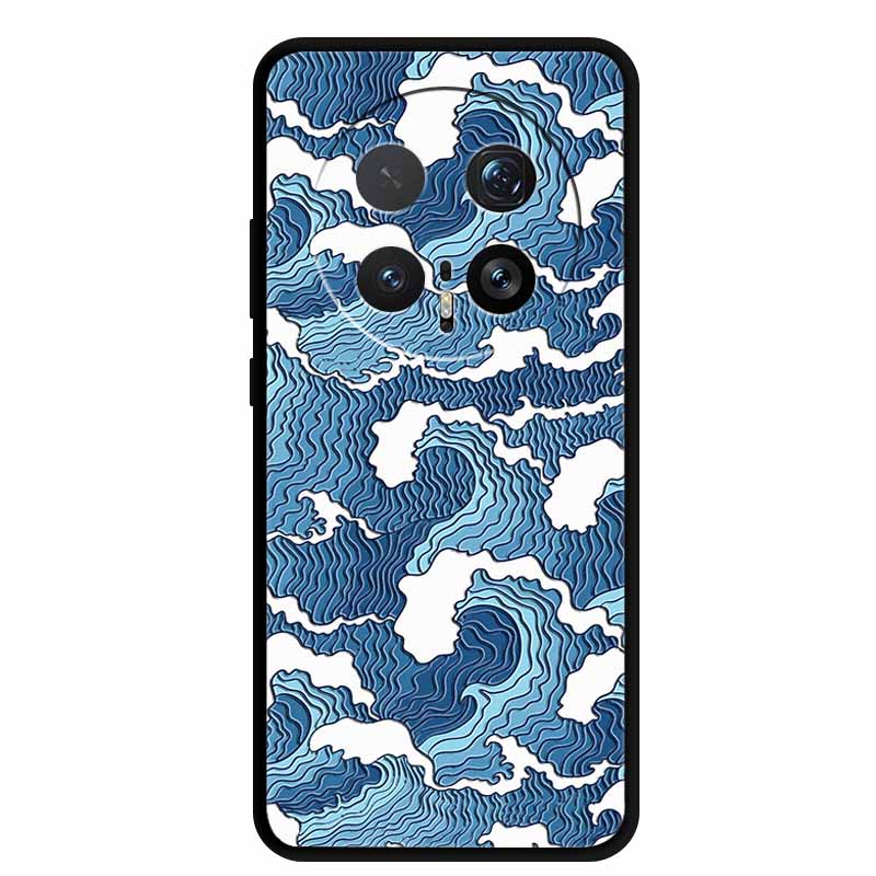 6.71" For Honor Magic8 Pro 5G Case 3D Emboss Relief Flower Black Silicone Soft Back Cover Case For Honor Magic 8 Pro Case Shells