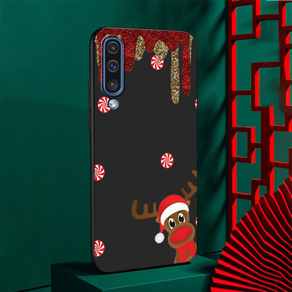 Jul Nyttår Gaver Elg Snø Deksel for Samsung Galaxy A50 A10 A70 A30 A20e A40 A20s A10s A10e A90 5G Mykt Svart Telefondeksel