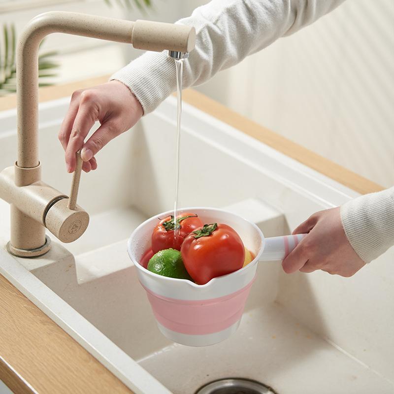 Water Scoop Collapsible Silicone Water Ladle With Antislip Handle Pour Spout For Kitchen Bathroom Camping Home Use