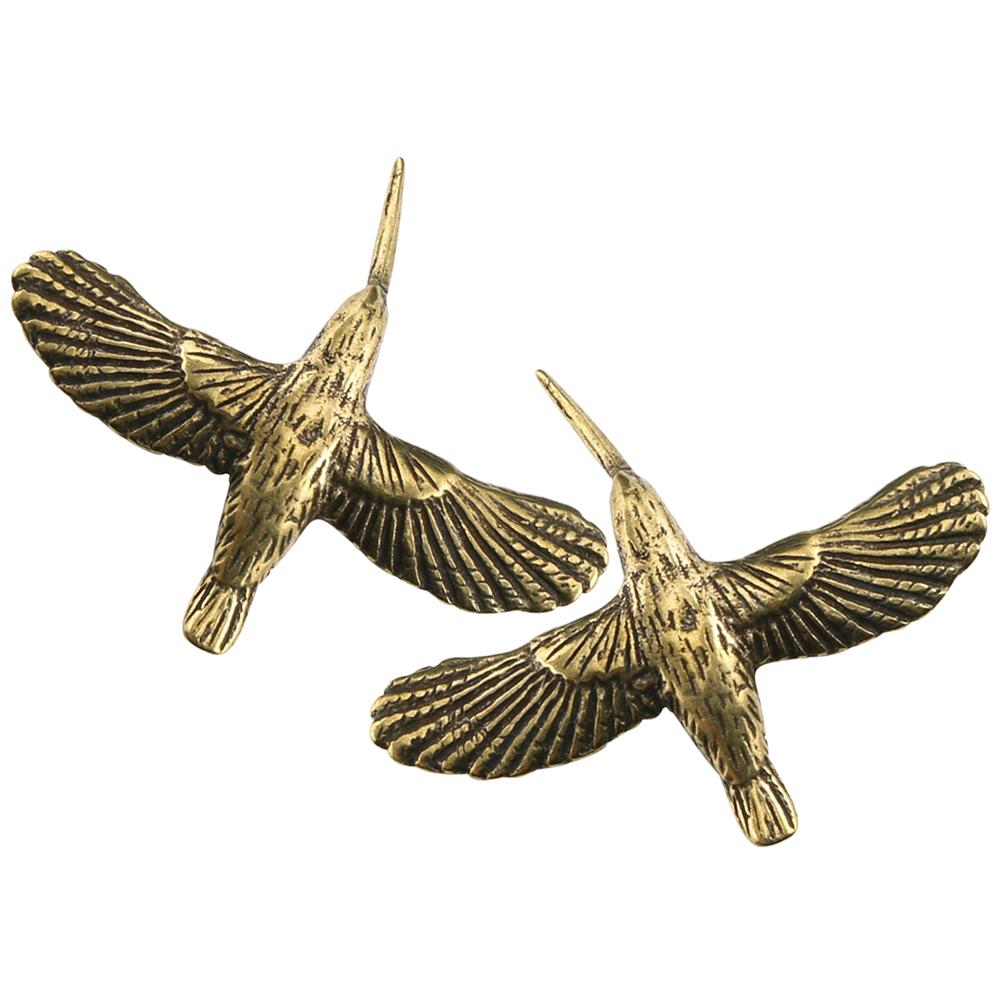 2 шт. Фигурки птиц из чистой меди ручной работы, креативные, винтажные латунные статуэтки, настольные миниатюры, ретро декоративные фигурки птиц 3.90X3.30X0.80CM