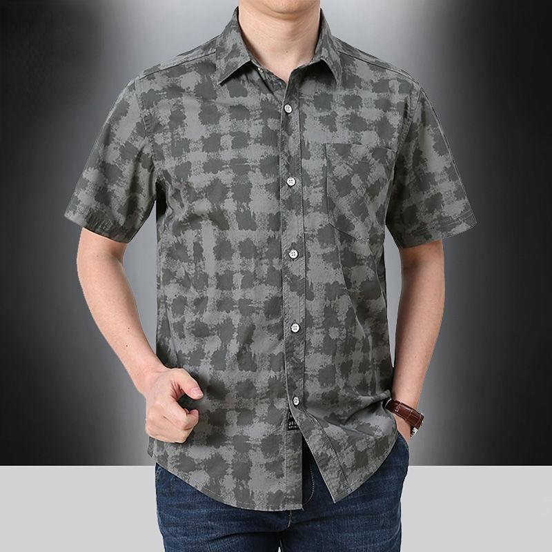 Safari Style Military Men Cotton Short Sleeve Shirt Streetwear Fashion Summer New Lapel Oversized Business Plaid Casual Tops 5XL