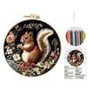 Squirrel Embroidery Kit for Beginners Pre-Printed DIY Craft Set with Hoop Handmade Craft Gift for Adults Punch Needle Kit