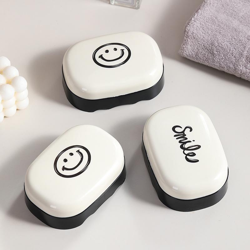 Creative Smiley Face Portable Soap Dish with Lid - Multi-functional and Large Capacity