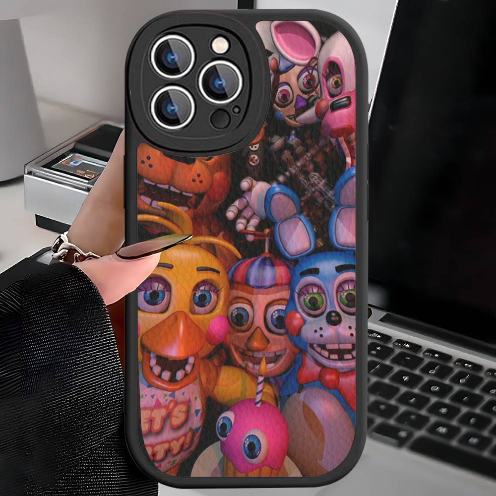 F-FNAF Five-nights-At-Freddys Leather Phone Case for iPhone 15 14 13 Pro Max 12 11 16 Plus Phone Cover