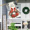 1pc, Merry Christmas Cardinal Red Berry Snowflakedouble-sided Garden Flag Yard Decoration, Outdoor Decoration, Lawn Decoration, Flag Only