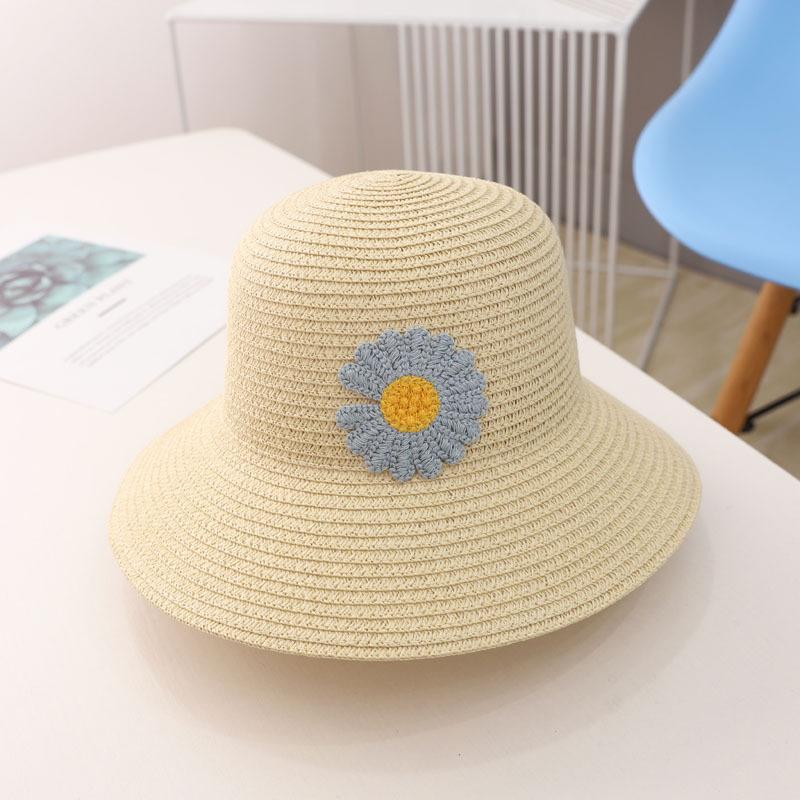 New parent-child sun hat summer straw hat large brim children's sun bucket hat basin hat bag set