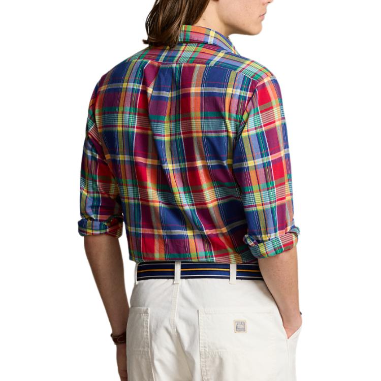 Polo Ralph Lauren Plaid Button-Down Spread Collar Loose Fit Long Sleeve Shirt Men shirts Red MNPOWOV16823430-400