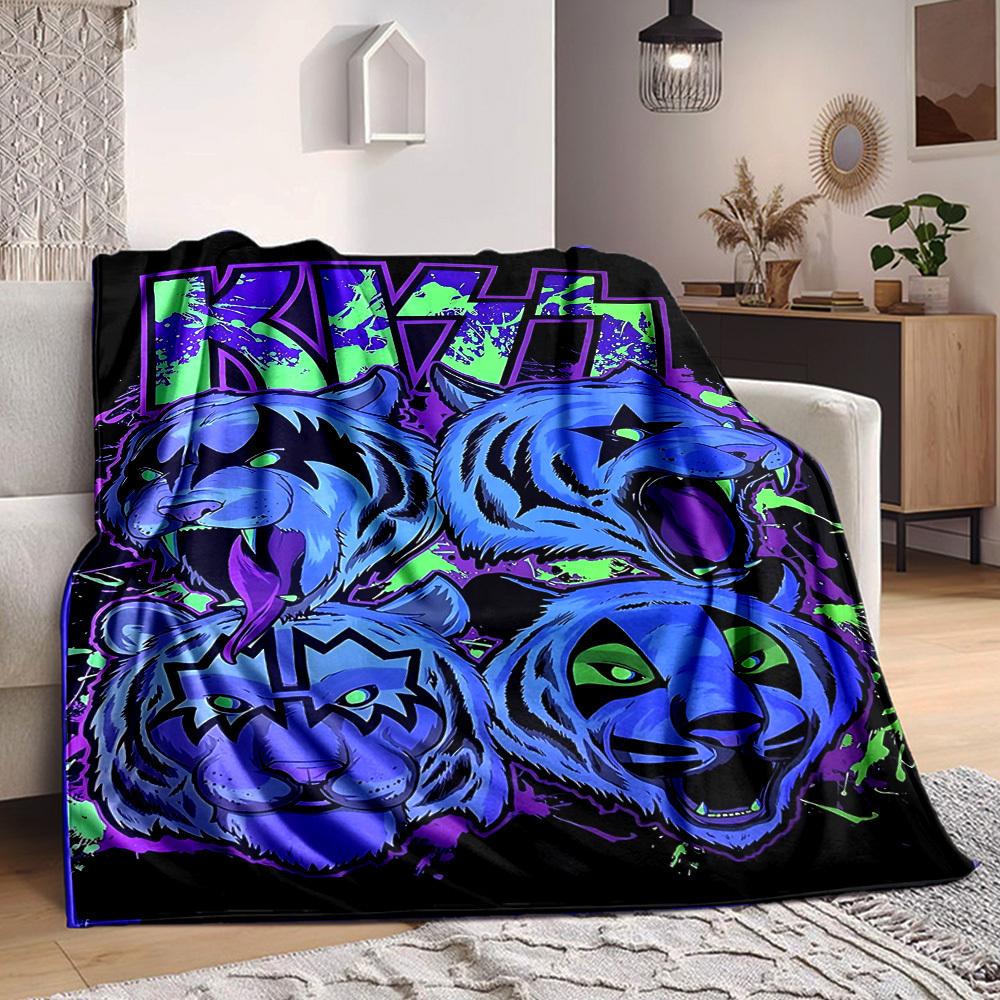 

1PC KISS Band Blanket Soft Warm All Season Throw for Sofa, Bed, Car, Office Vibrant Colorful Design, Durable & Cozy Gift 80cm×120cm