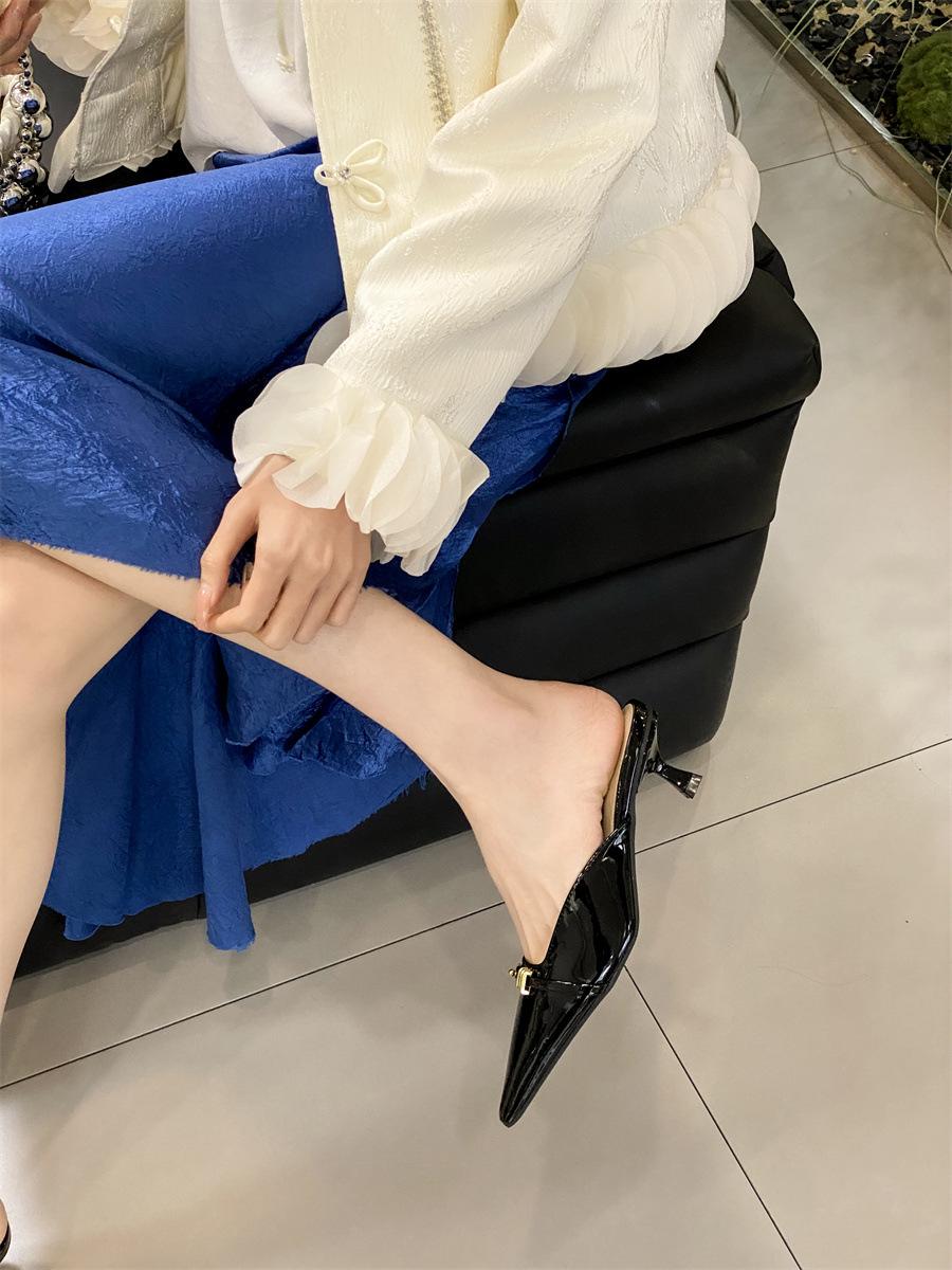 

Летние туфли Niche Design Sense Pointed Single Shoes Internet Celebrity Bag Head Fashion Shoes Thin Heels Hombres Daily Wear Comfortable Sandals 39 чёрный