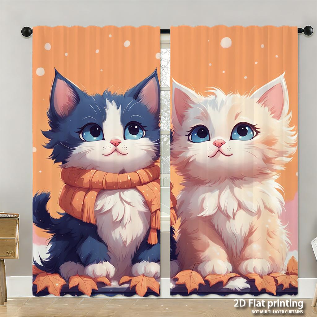 Stück Set Hochauflösende Digital Gedruckte VorhängeHerbstbuntÖlgemäldeStilKürbisBlumeKorbHeimDekorationsstilVorhang Hergestellt Aus Polyester