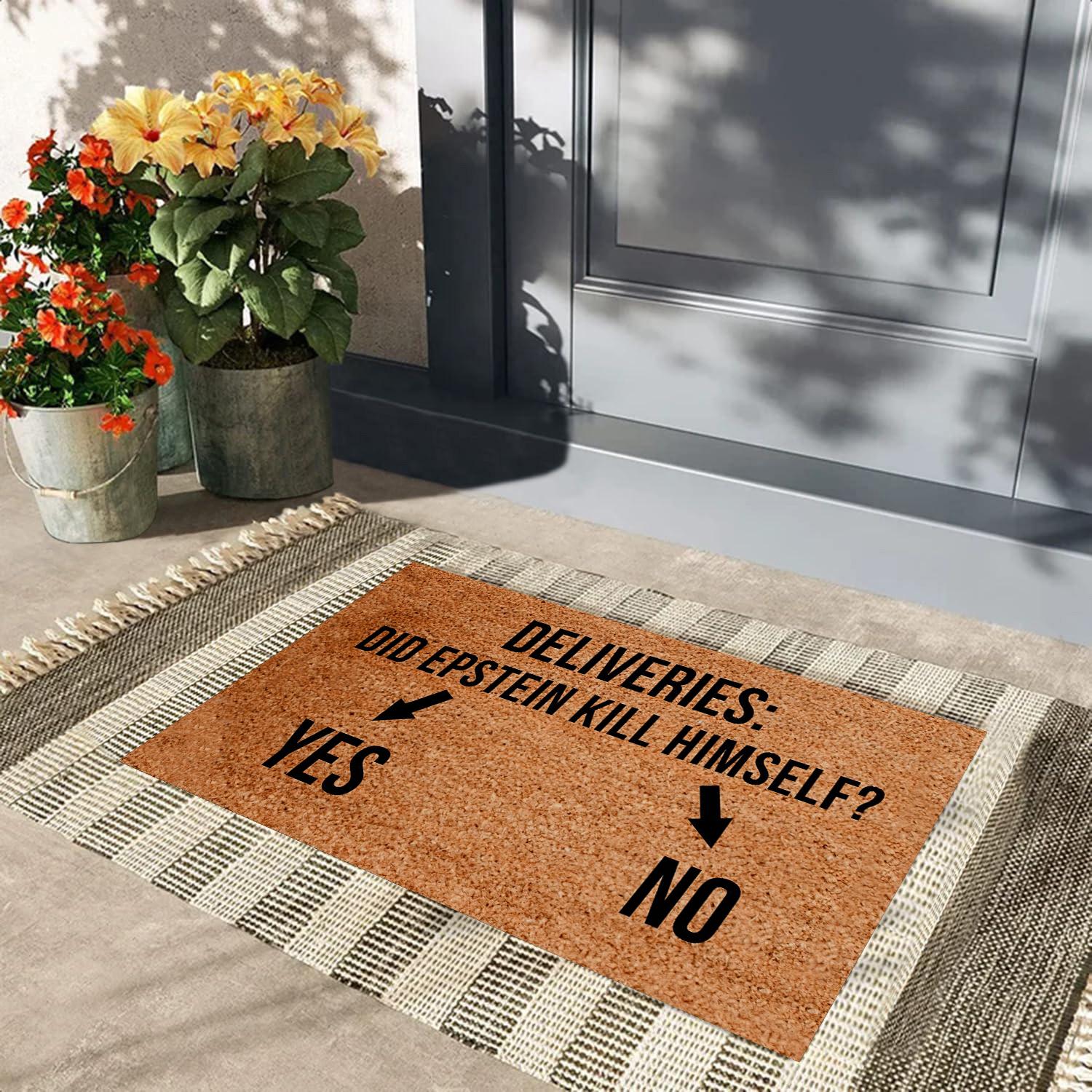 Heeft Epstein zelfmoord gepleegd Ja Nee Deurmat Rubber Badkamer Keukenmat Tuin Garage Deur Vloermat Antislip Tapijt Entree Kleed 24x16inch