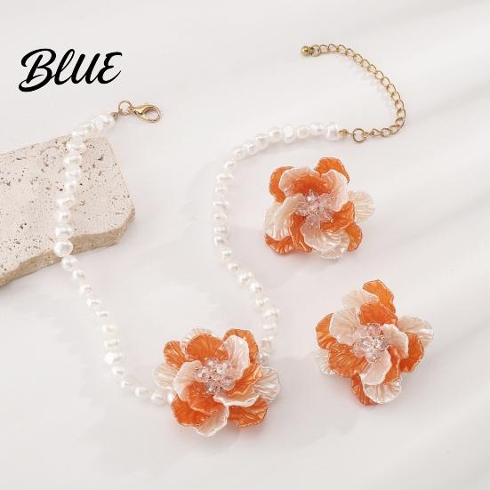 Fade-resistant Necklace Camellia Faux Pearl Choker Retro Flower Beaded Elegant