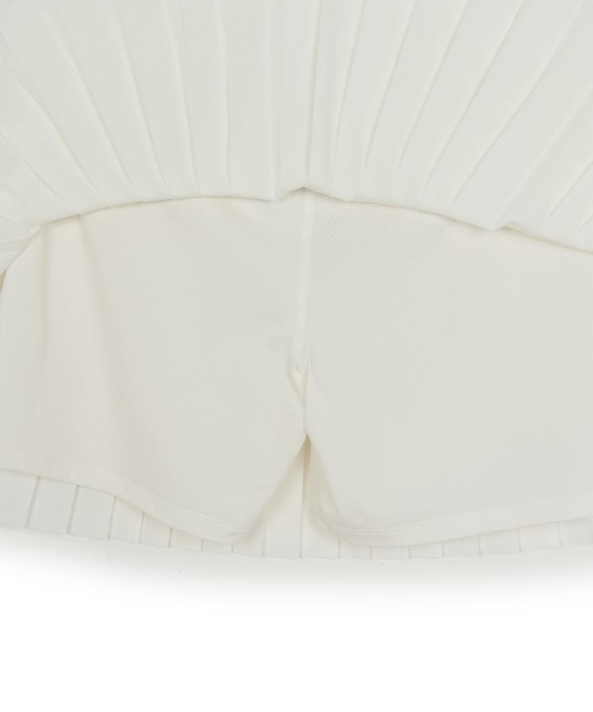 Emelbi Women'S Varsity Sporty Pleated Mini Skirt Ny (Ivory)
