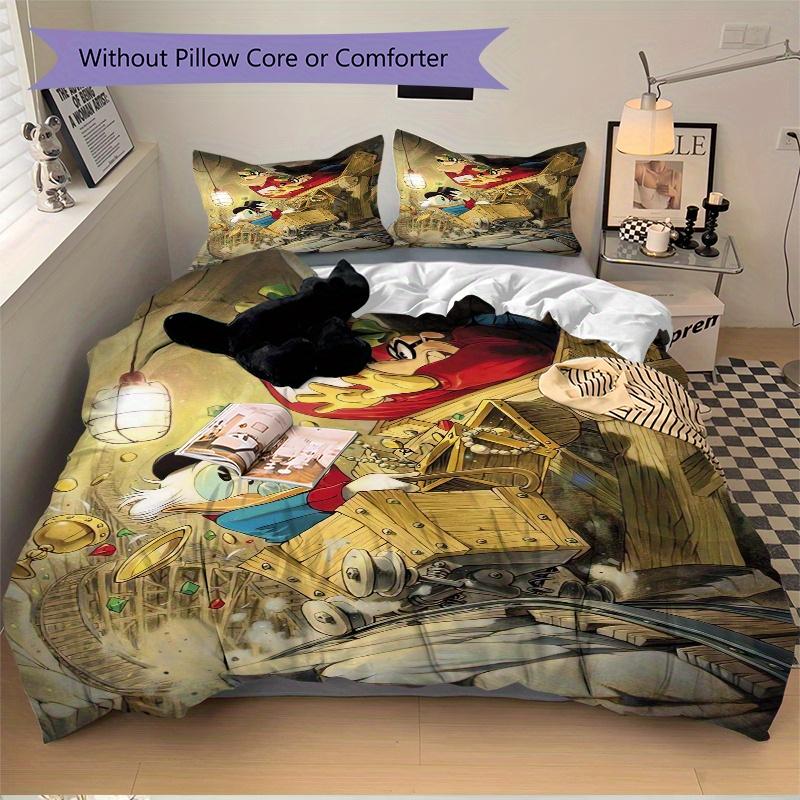 3pcs Disney DuckTales Scrooge McDuck Quilt Set - Soft and Comfortable Bedroom, Guest Room and Dorm Decor Bedding Set 1 Quilt Cover + 2 Pillowcase