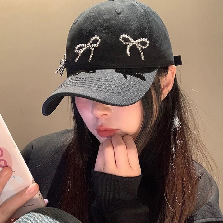InsStyle Sweet Baseball Hat Peaked Hat Lovely Bowknot Sun Hat Summer Sport Hat