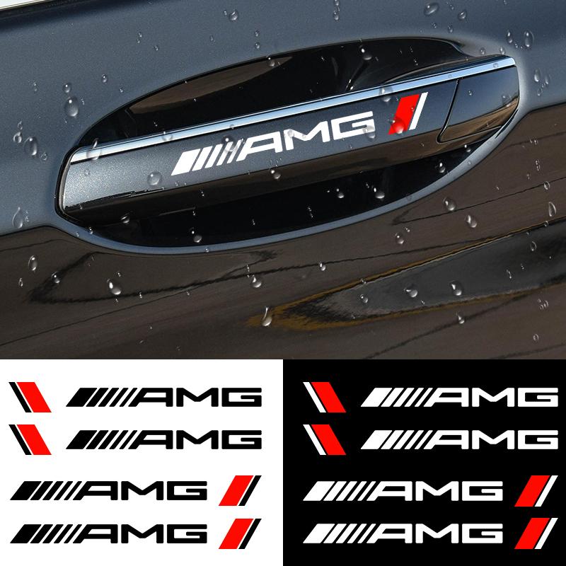 4ks černé bílé nálepky na kliky dveří auta Příslušenství Pro Mercedess Benzs AMGs W202 W203 W204 W205 W210 W211 W212 W213 W177 V177