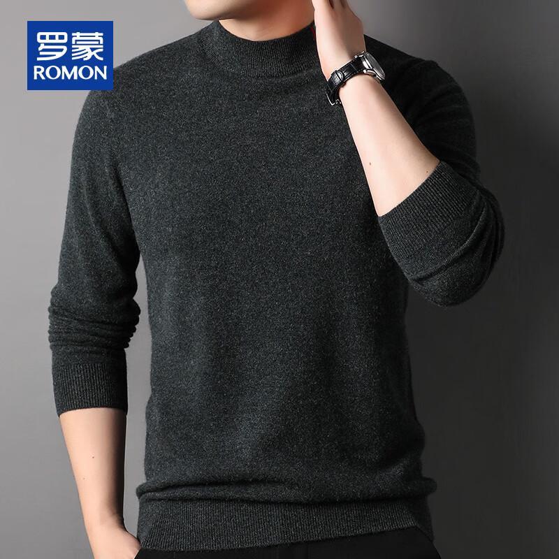 ROMON Men's 100% Cashmere Half-High Collar Pullover Sweater