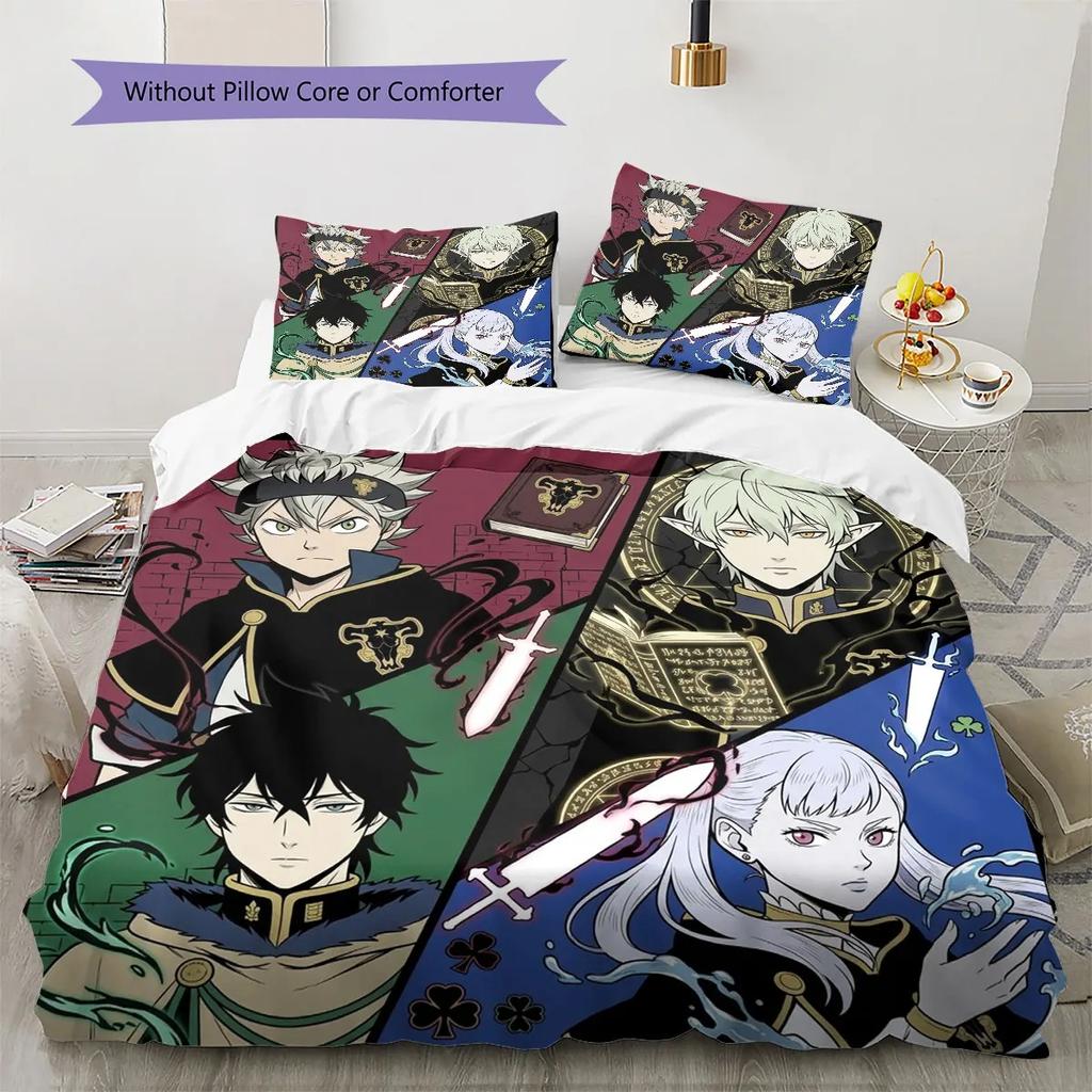 3D Printed Anime Black Clover Bedding Set for Children's Boy Girl , Duvet Cover Pillowcase (2/3piece Set), Children's Gift