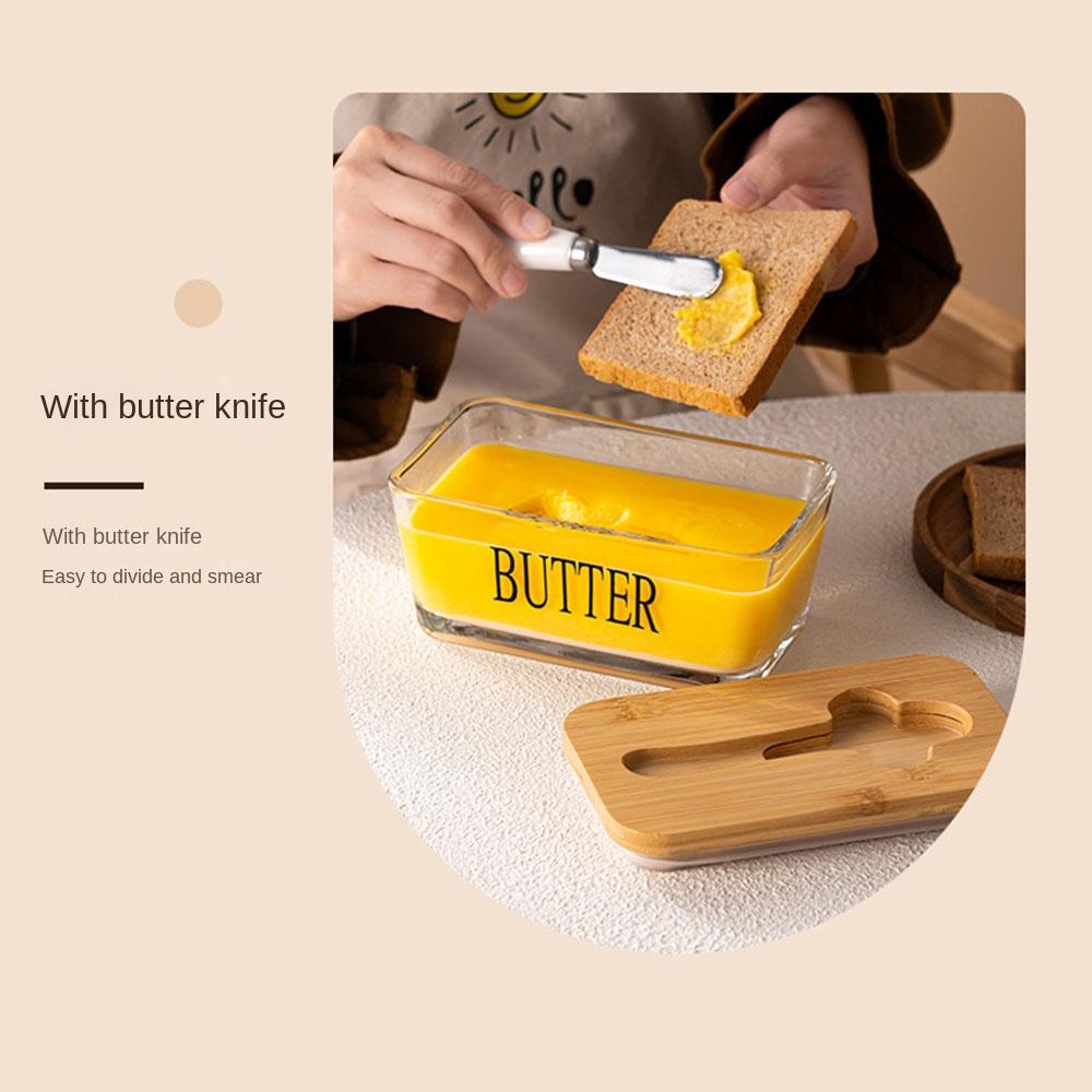 Keep Fresh Glass Butter Box with Butter Cutter Fresh Cheese Tray  Restaurant