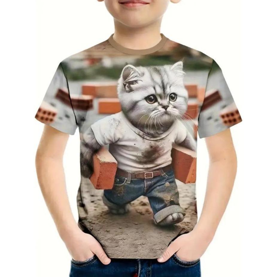 Kids T-shirts O Neck Tops Polyester Casual Sportwear Comfortable Tees Short Sleeve 3d Print T Shirt