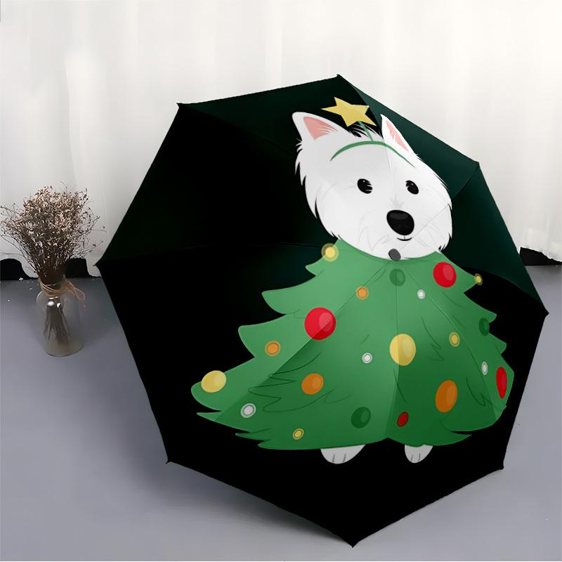 1pc Christmas Cute Dog Fashionable Auto Opening/Closing Folding Umbrella with 8 Bones, Windproof Portable, Daily Use153