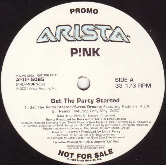 

12inch Record PNK Get The Party Started ARDP5065 Arista 2001 US Dance Electronica Used