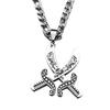 Imam Ali Zulfiqar Sword Muslim Islam Pendant Necklace For Men Women Stainless Steel Silver Color Arabic Letter Chain Jewlery