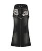 The Vinyl House Destroyed Double Denim Skirt Black