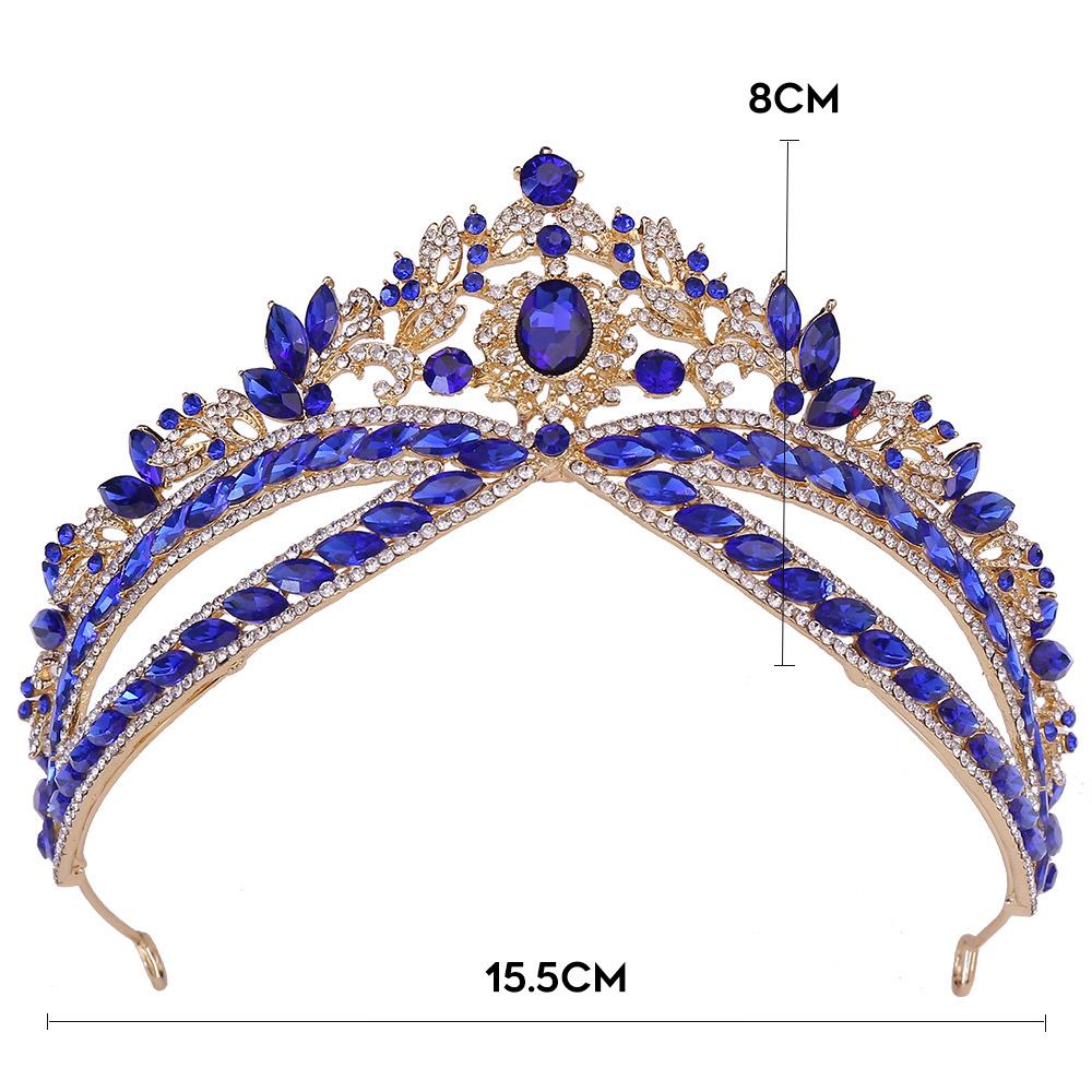 Adult Princess Baroque Crown Dazzling Colorful Rhinestones Pageant Ornaments for Masquerade Ball Banquet Cosplay