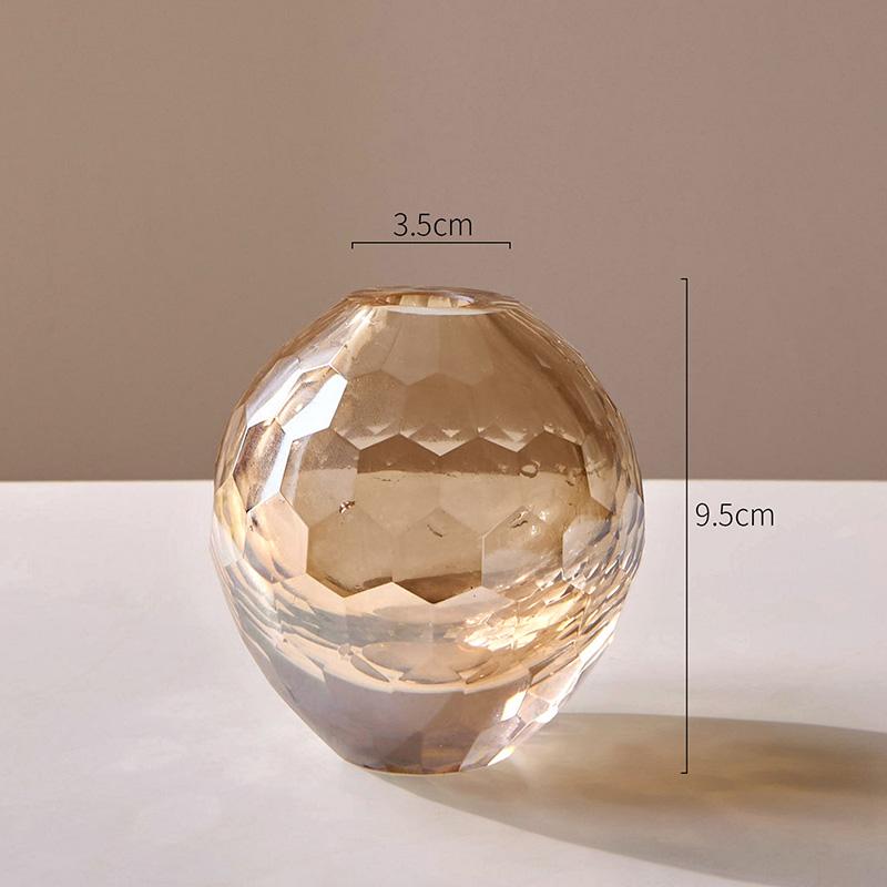 Amber Color Diamond Facets Glass Vase Table Decoration Flower Arrangement Hydroponics Flower Pots Vases Room Aesthetic Decor