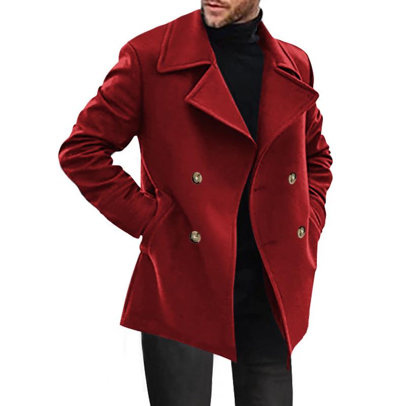 Autumn Winter Trench Coat Business Men's Woolen Blends Mid-Length Trench Coats Double Breasted Casual Outerwear