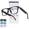 CatXQ AI Smart Unisex Bluetooth Translation Noise Blue Light Blocking Interchangeable Sunglasses Lenses for Office Outdoor Use Black Glasses, -
