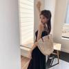 Spicy Girl Solid Color High-Waisted Spaghetti Strap Off-Shoulder Knee-Length Slimming Summer Dress