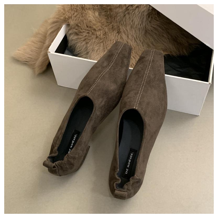 New Spring Autumn Shoes Women Loafers Suede Ballerina Square Toe Flats Ballet Shallow Soft Moccasins British Style Sneaker Mujer