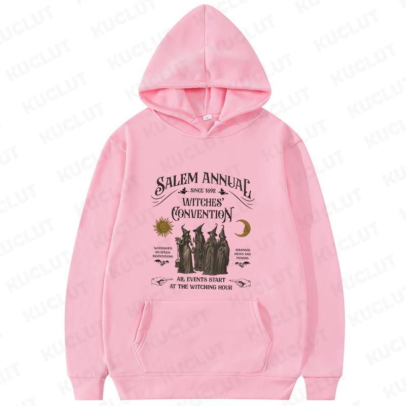 Salem Witch Hoodies for Women Vintage Funny Halloween Sweatshirts Long Sleeve Trendy Spooky Season Graphic Hoodies Retro Hoody