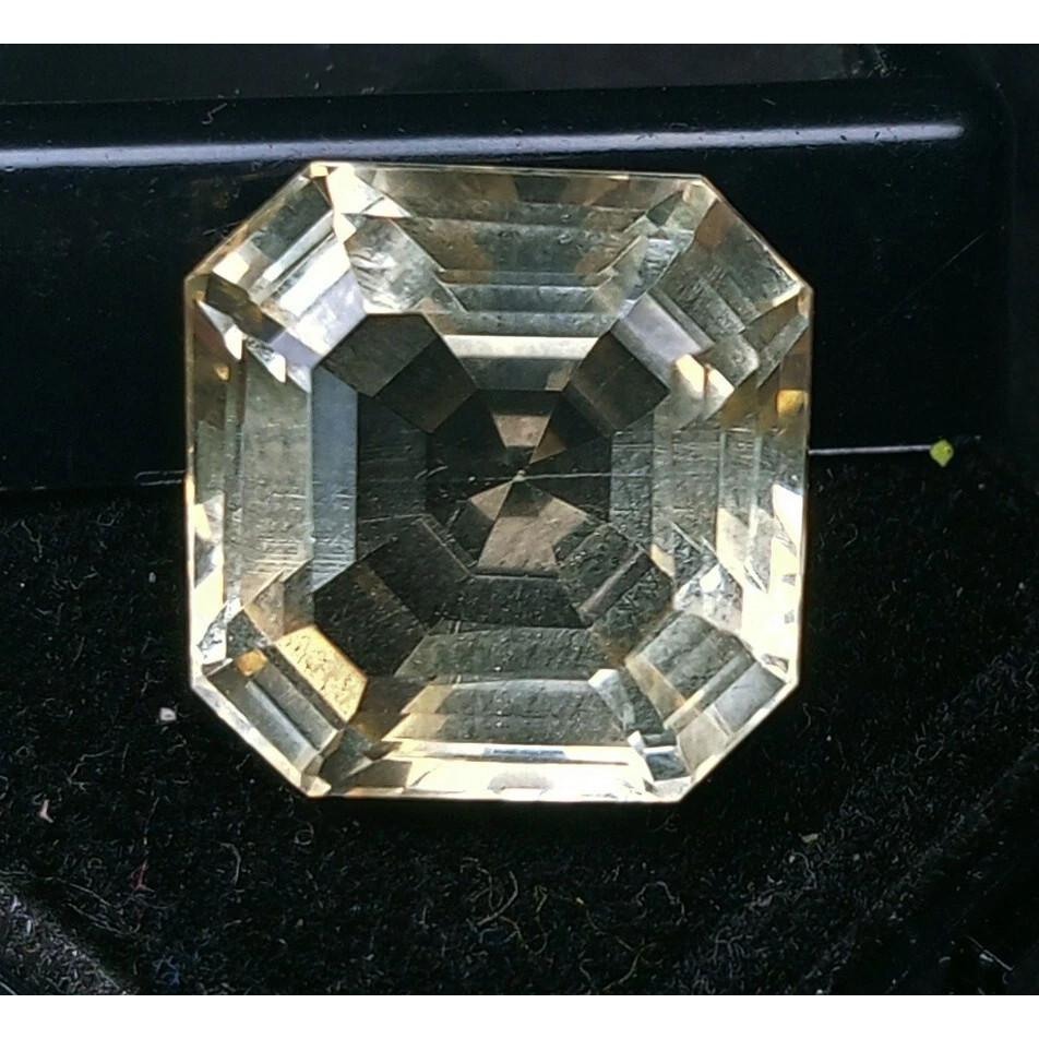 Beautiful Natural Light Yellow Sapphire 14+ Ct Asscher Cut Certified Gemstone