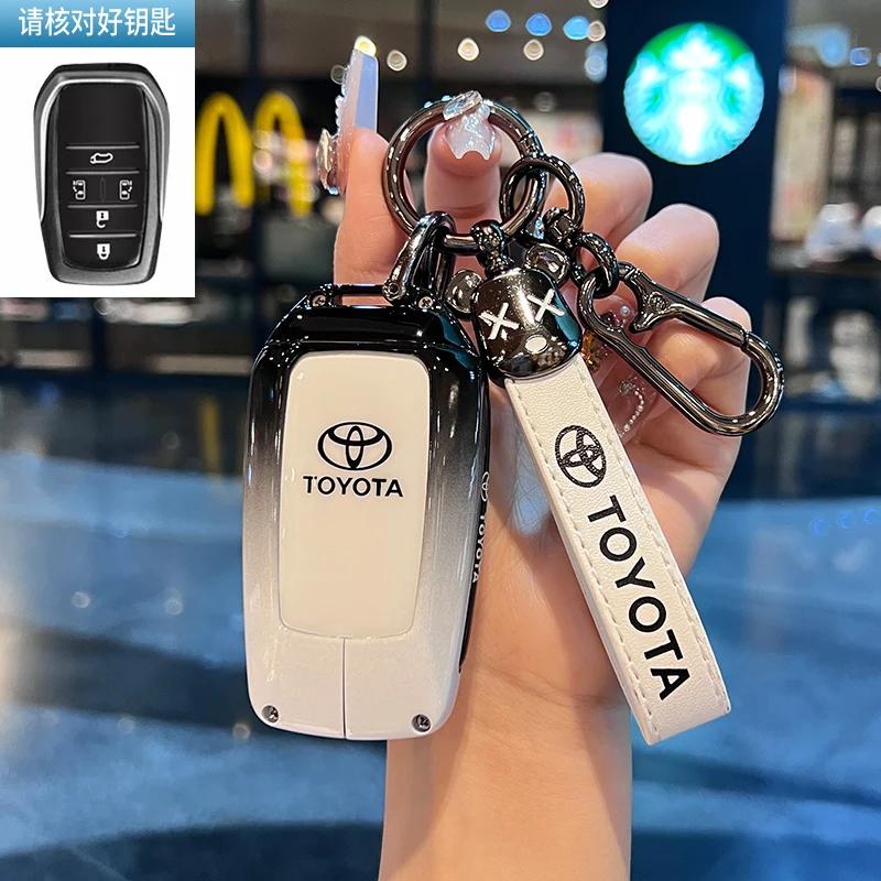 Toyota Car Key Case Cover Shell Fob for CHR Hilux Fortuner Land Cruiser 200 Camry Corolla Crown RAV4 Highland Key Chain Accessor