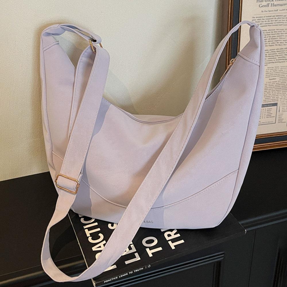 Retro PU Leather Shoulder Bag Large Capacity Zipper Underarm Bags Commuting Bag фиолетовый