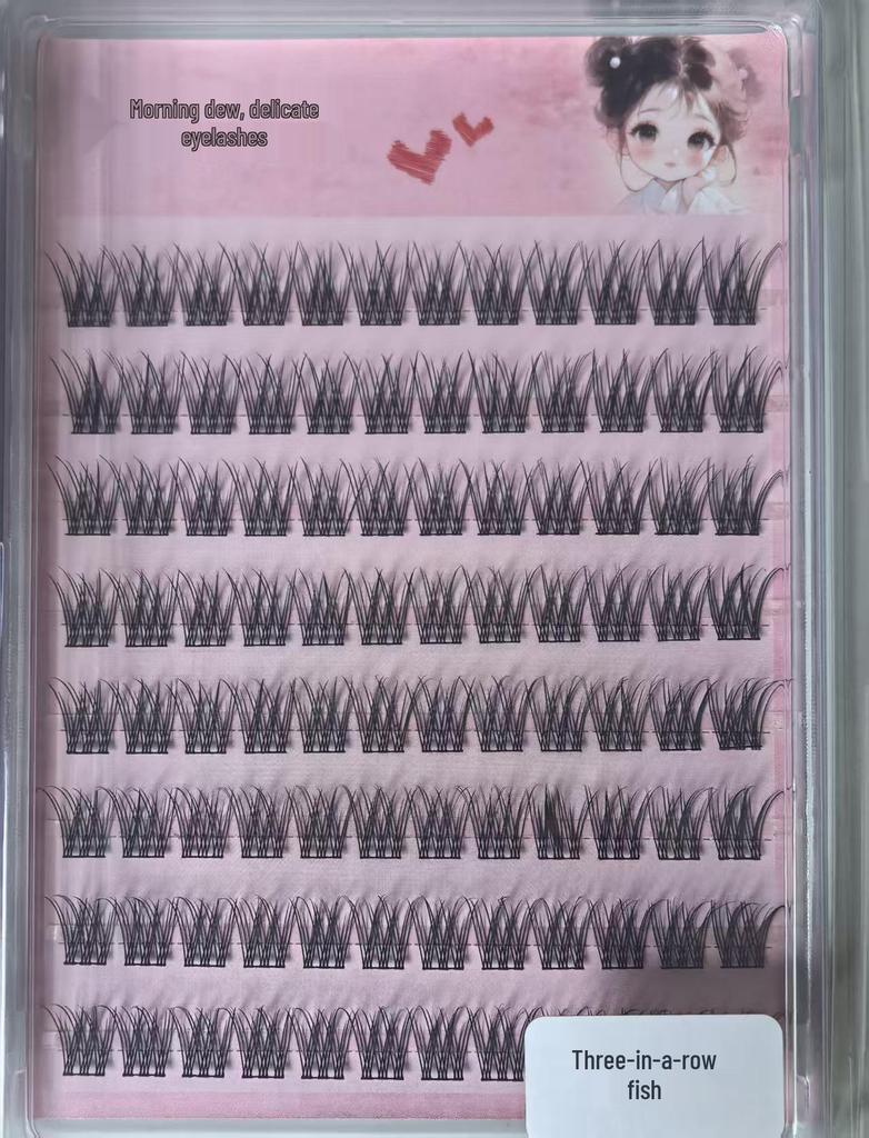 Self-Adhesive Glue-Free Fishtail Sunflower False Eyelashes - Natural Single Cluster Segmented Eyelashes for Beginners